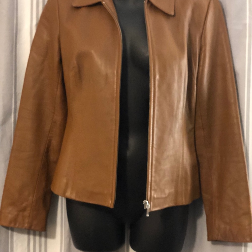 Ann Taylor womens Carmel real leather jacket - Picture 2 of 6